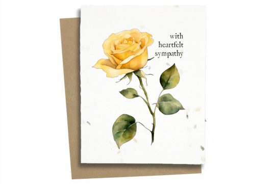 sympathy card with yellow rose