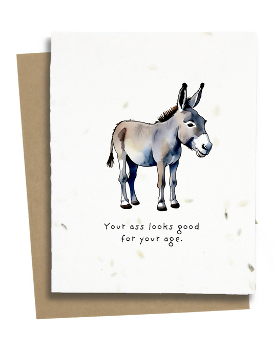 adult donkey birthday card