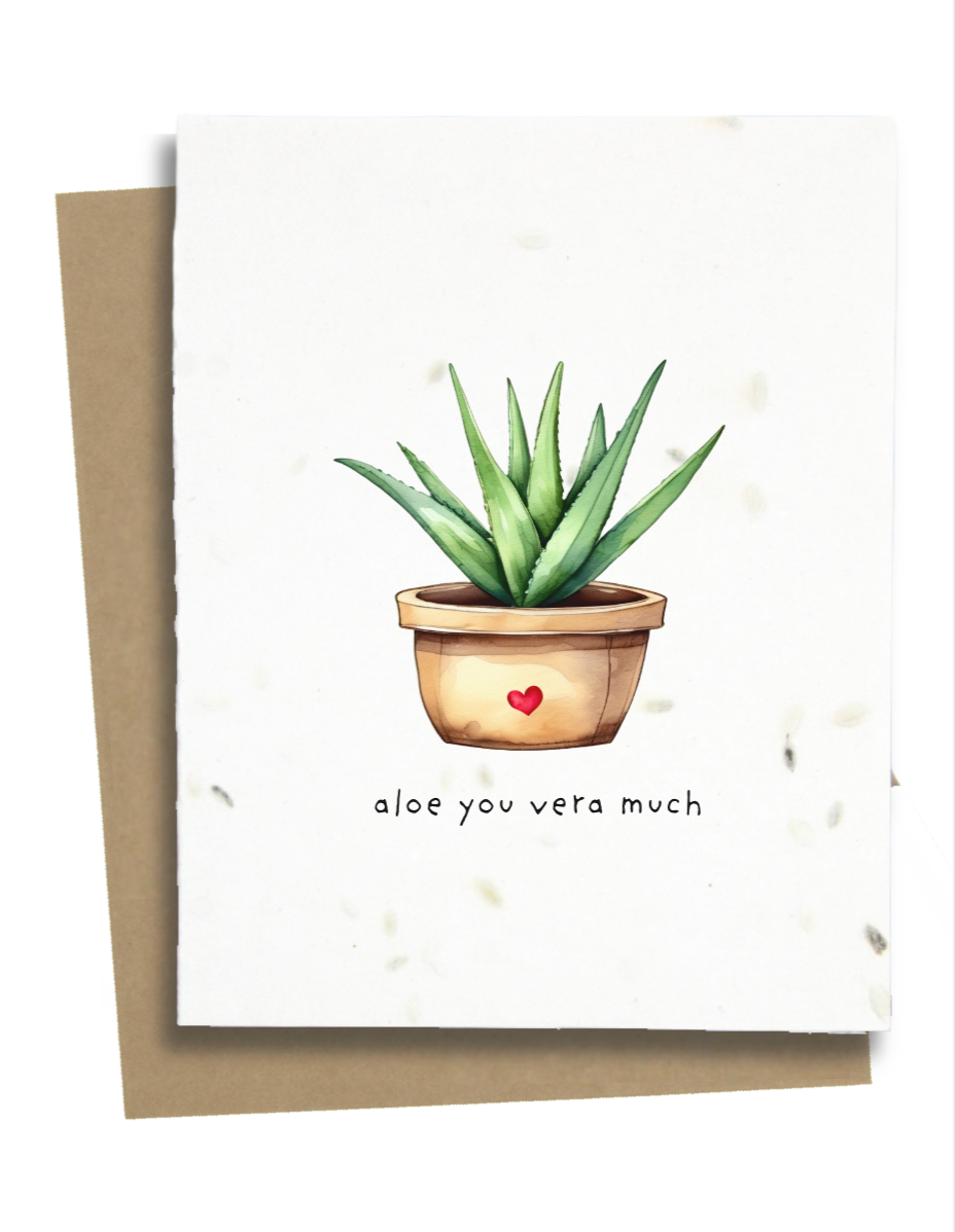 aloe vera plant i love you card