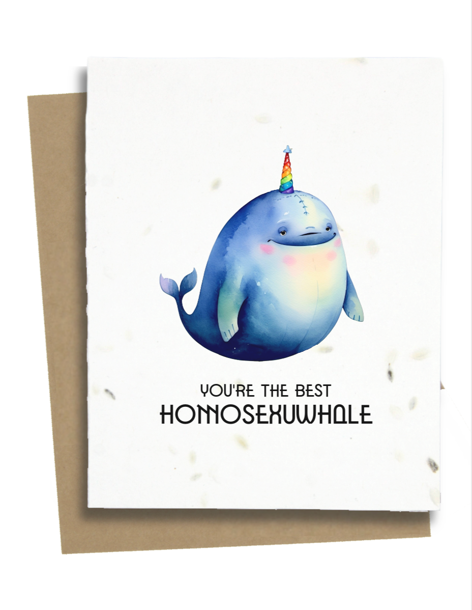 gay pride whale card