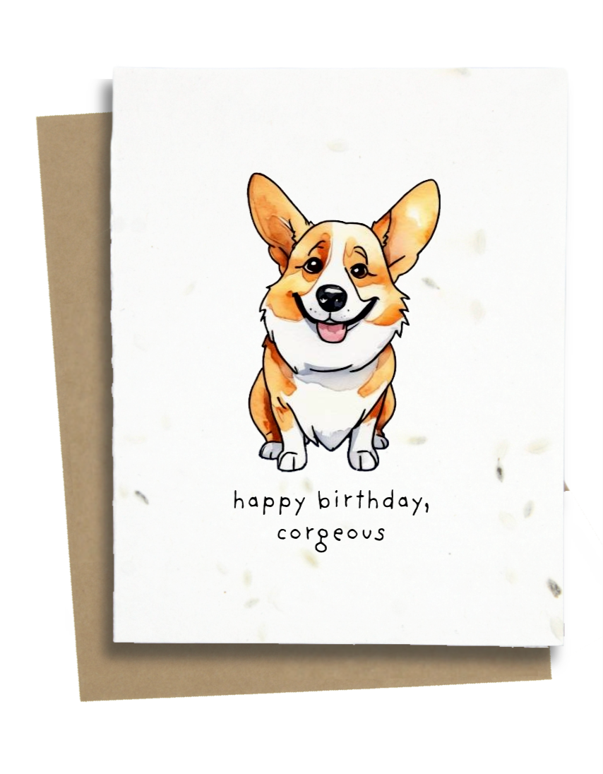 happy birthday corgi card