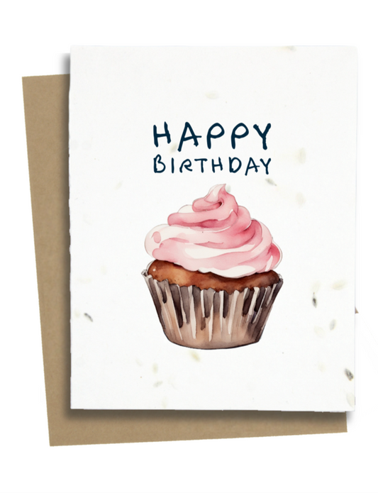 happy birthday cupcake card