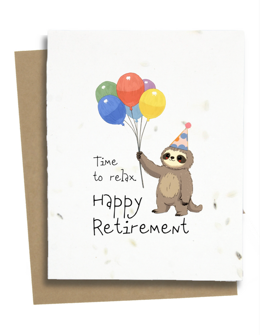 happy retirement card sloth