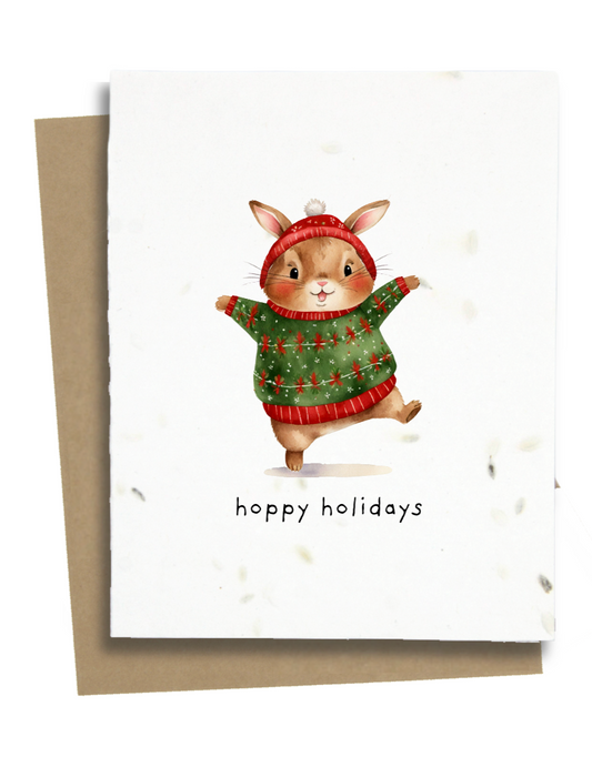hoppy holidays rabbit christmas card