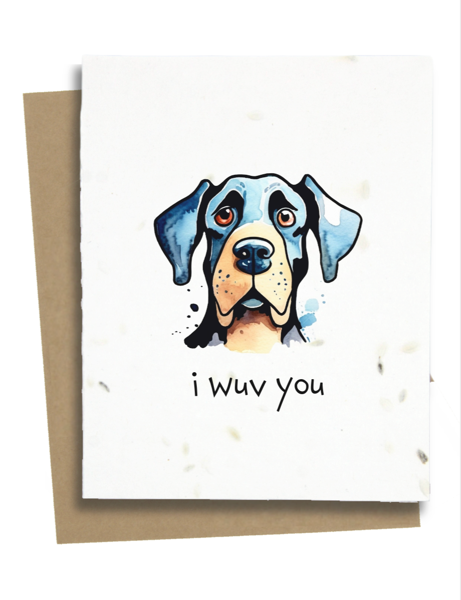 i wuv you dog card