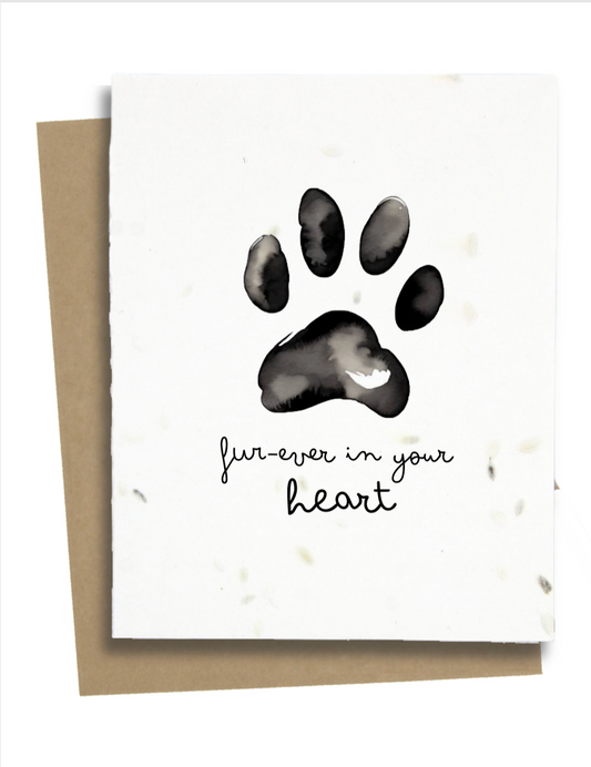 paw print card for the loss of a pet