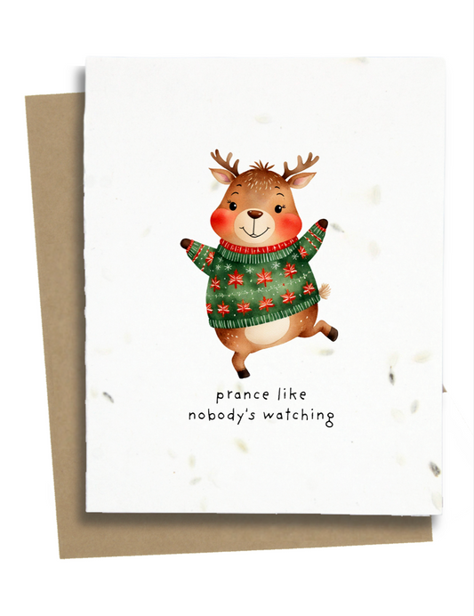 prancer deer christmas card