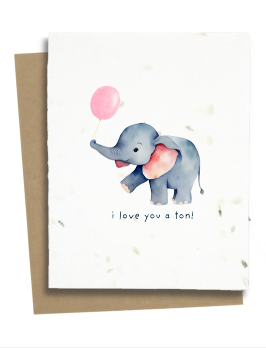 i love you a ton elephant card