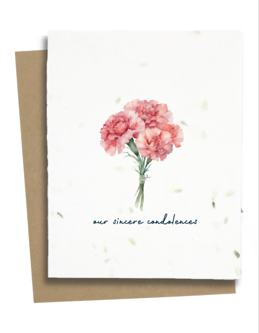 our sincere condolences card