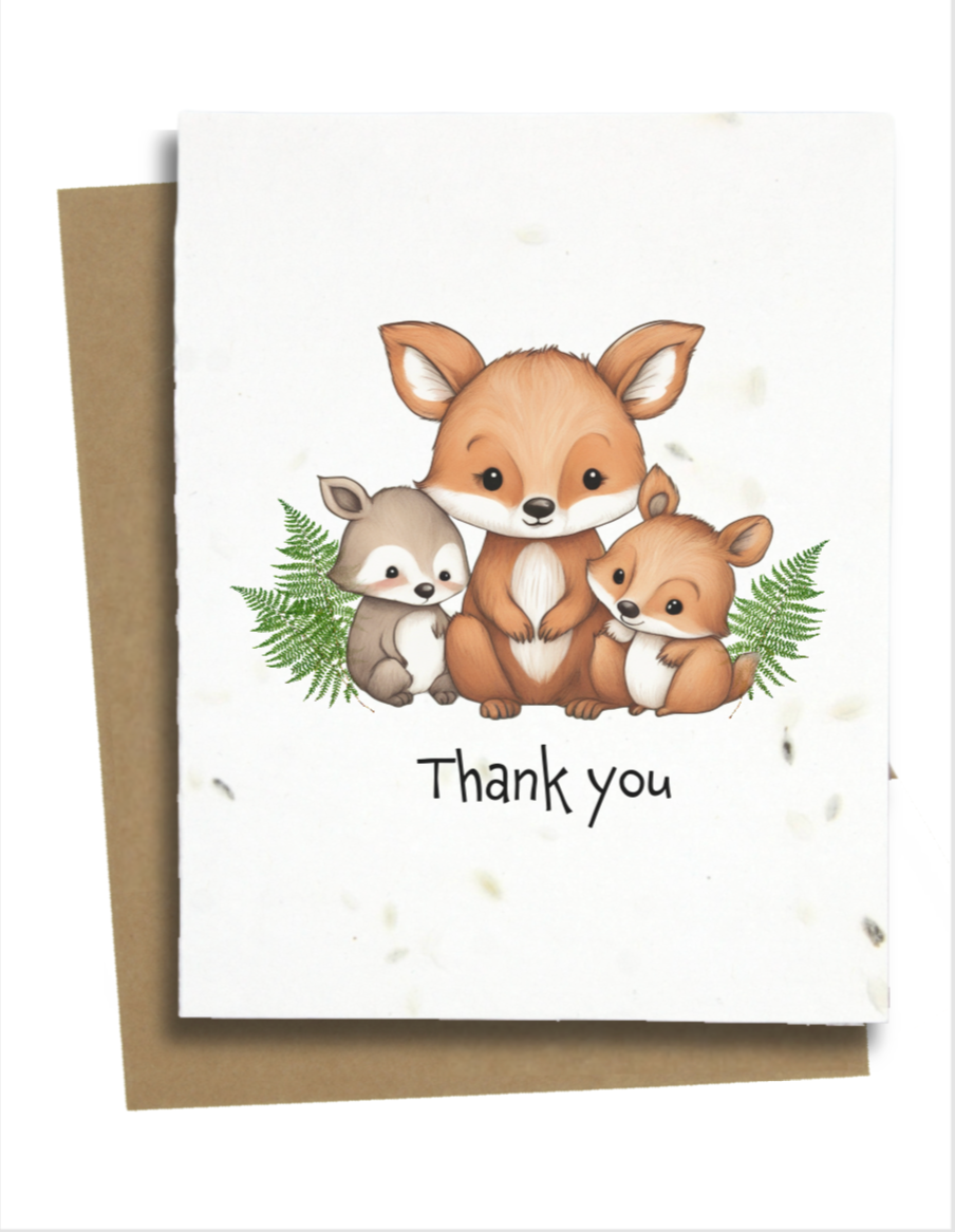 woodland animal thank you cards