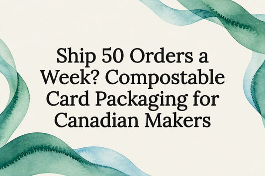 Decorative compostable packaging title card