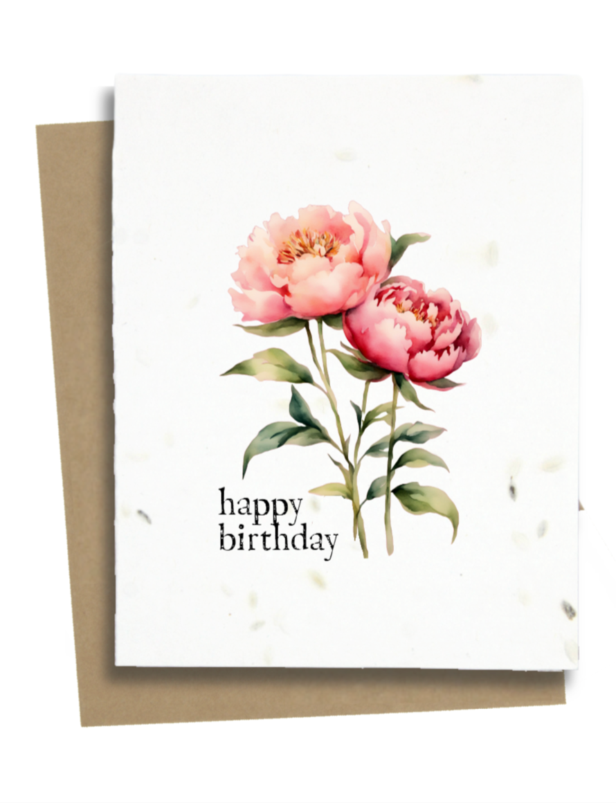 beautiful birthday card peony