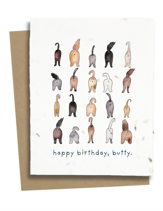 cat butts birthday card