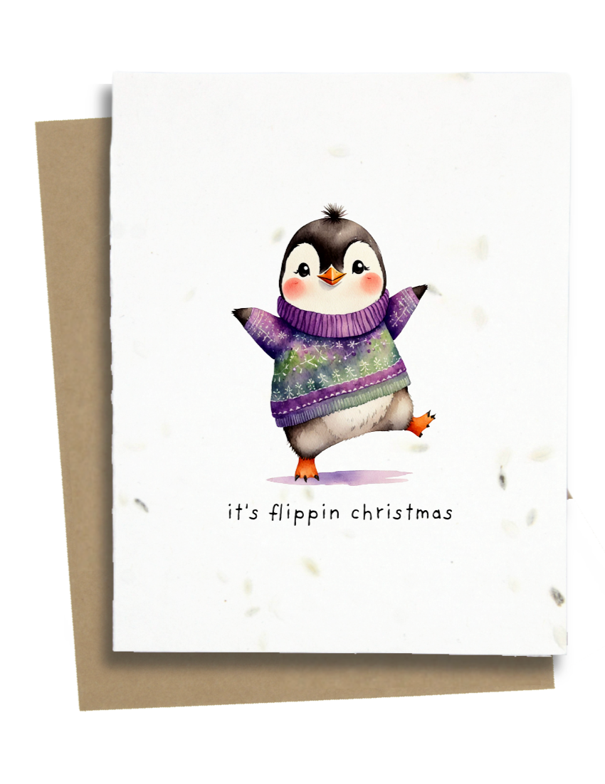 dancing christmas penguin card