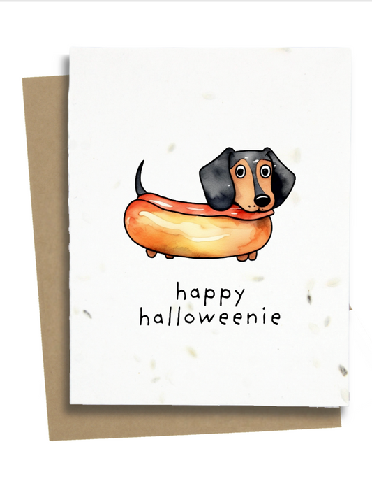 halloween card with weiner dog