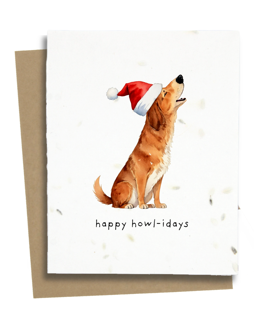 happy howl-idays dog card