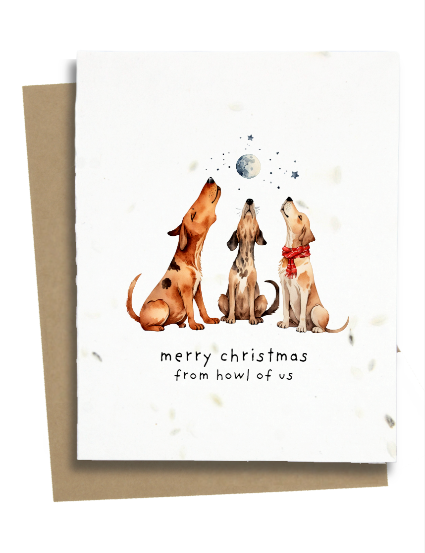 merry christmas from howl of us dog card