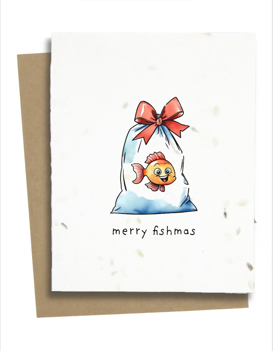 merry fishmas christmas card with fish