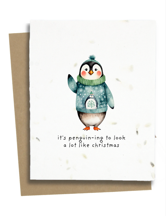 penguin christmas sweater card