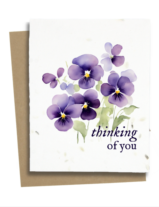 plantable thinking of you card with violets