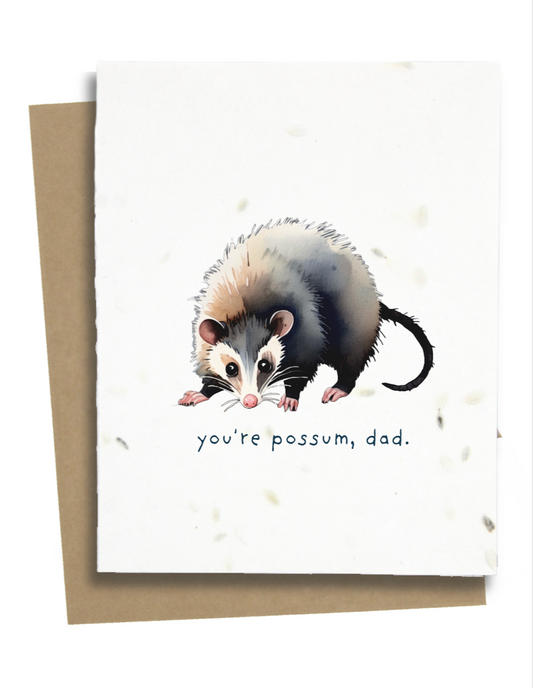 punny fathers day card with possum