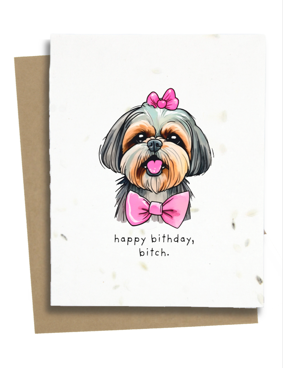 shih tzu dog happy birthday card