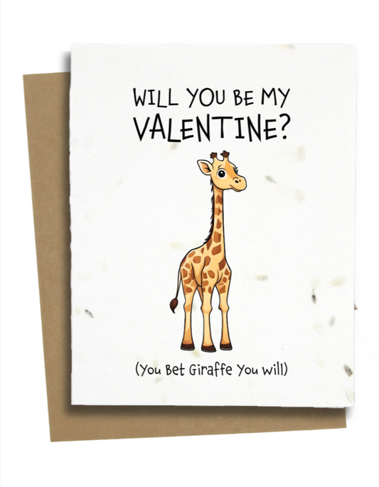 giraffe valentines day card