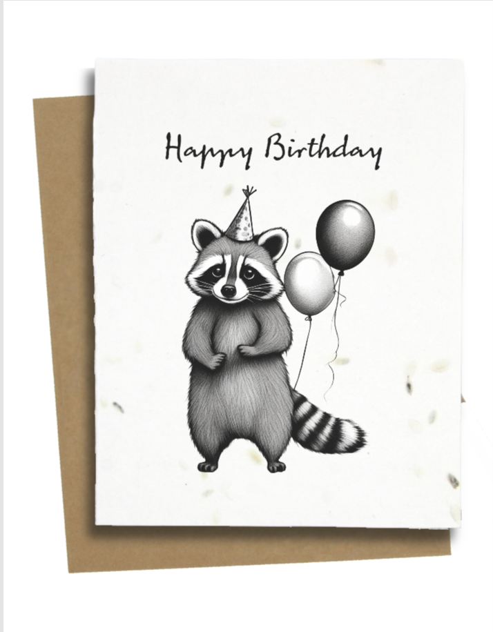 racoon birthday card